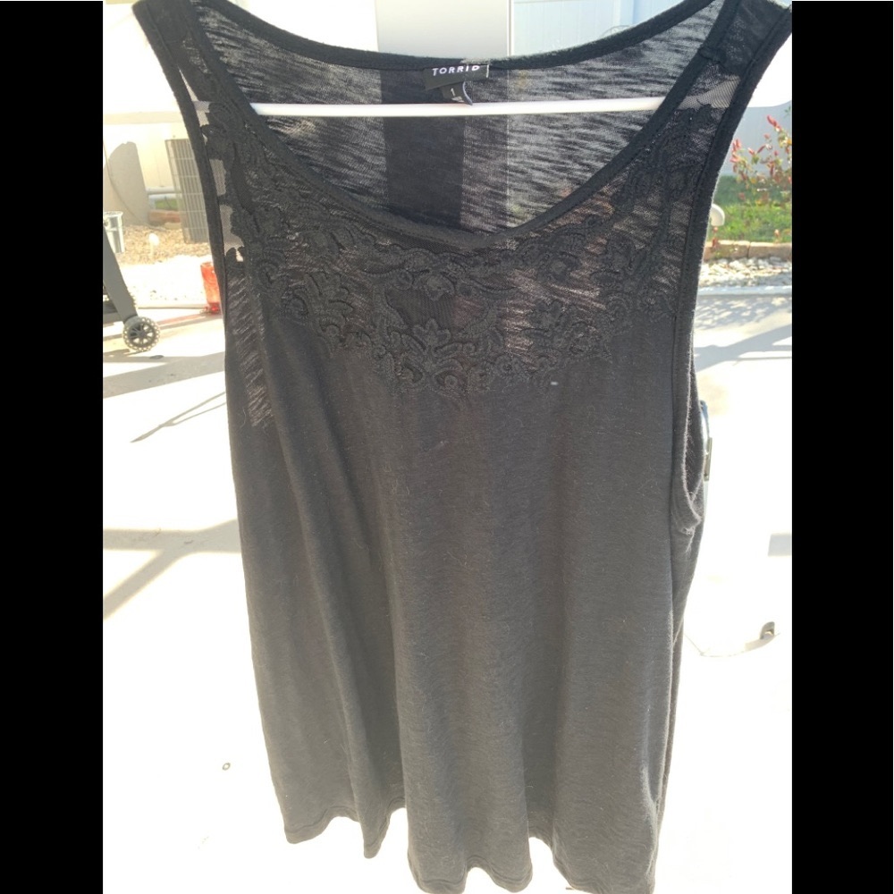 - Torrid black tank with pretty lace inset
